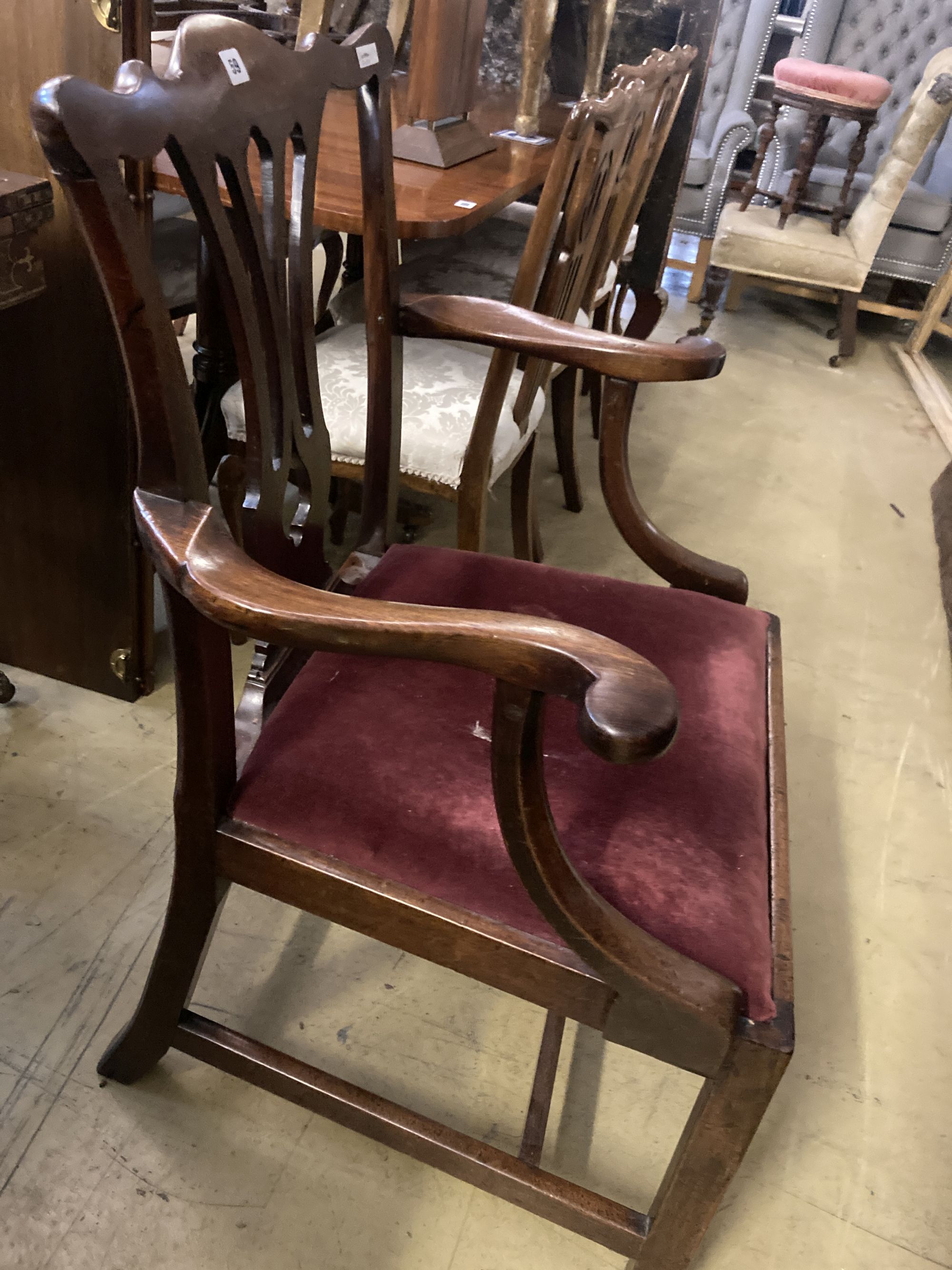 A George III mahogany elbow chair